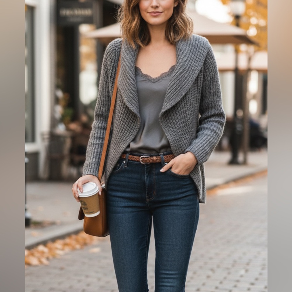 Duffy gray draped shawl collar alpaca shrug cardigan